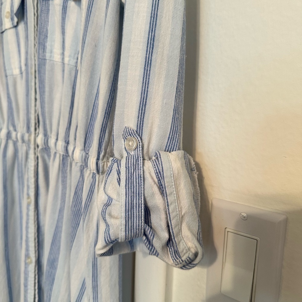 Style&Co linen long sleeve striped dress v-neck XS​​ - Picture 9 of 13